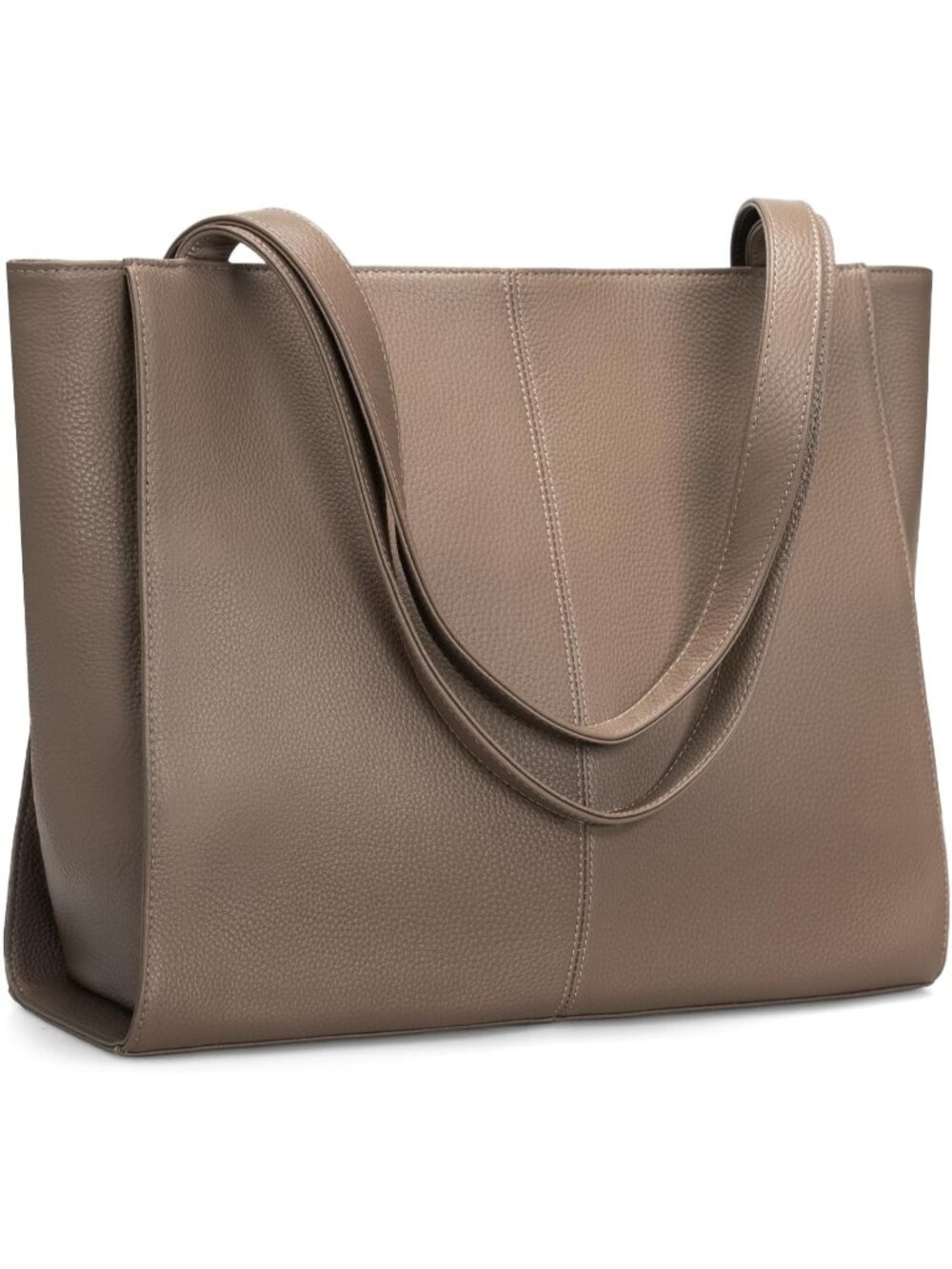 Women's Dark Taupe Genuine Leather Shoulder Satchel Tote Bag with Top Handles
